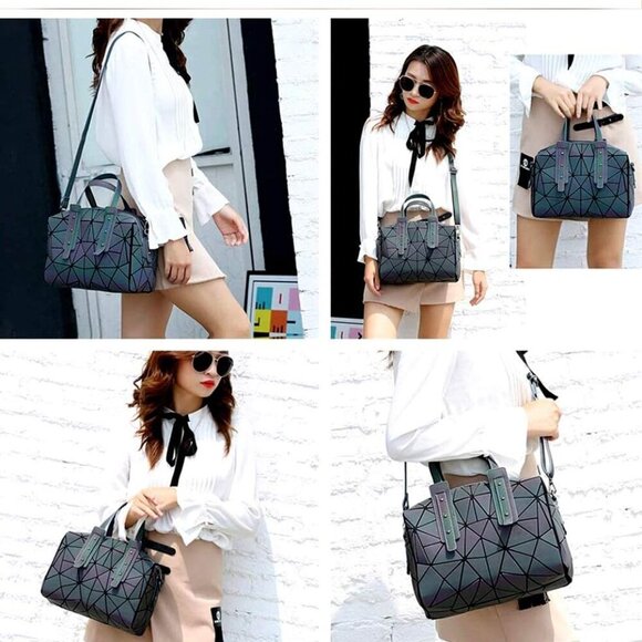 Geometric Luminous Purses Handbags Holographic Crossbody Shoulder Bag - Picture 2 of 9